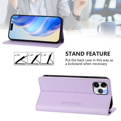 Apple iPhone 11 Pro Dual-Folded Magnetic Suction RFID Blocking PU Leather Wallet Phone Case with Card Slots, Cash Pocket, Kickstand, Full Protective Flip Cover