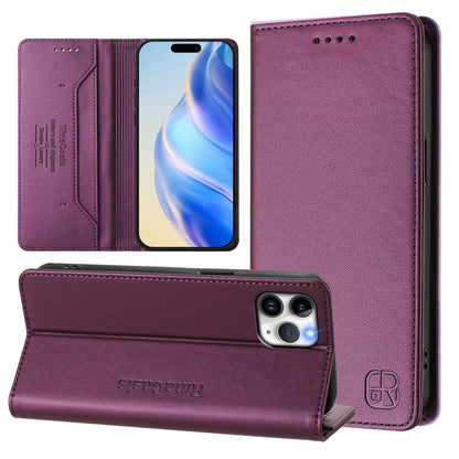 Apple iPhone 11 Pro Dual-Folded Magnetic Suction RFID Blocking PU Leather Wallet Phone Case with Card Slots, Cash Pocket, Kickstand, Full Protective Flip Cover