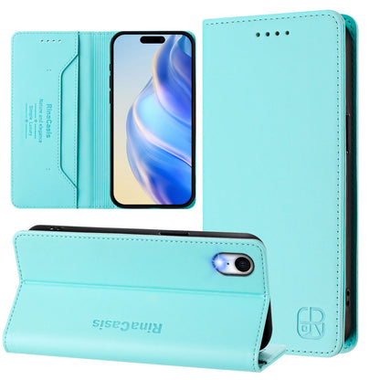 Apple iPhone XR Dual-Folded Magnetic Suction RFID Blocking PU Leather Wallet Phone Case with Card Slots, Cash Pocket, Kickstand, Full Protective Flip Cover