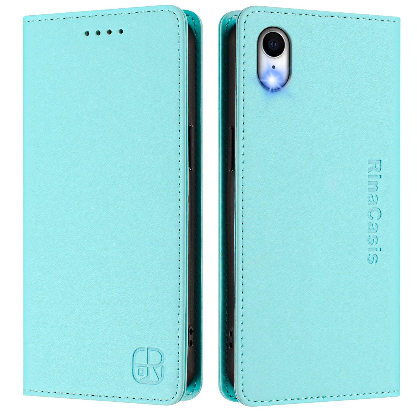 Apple iPhone XR Dual-Folded Magnetic Suction RFID Blocking PU Leather Wallet Phone Case with Card Slots, Cash Pocket, Kickstand, Full Protective Flip Cover