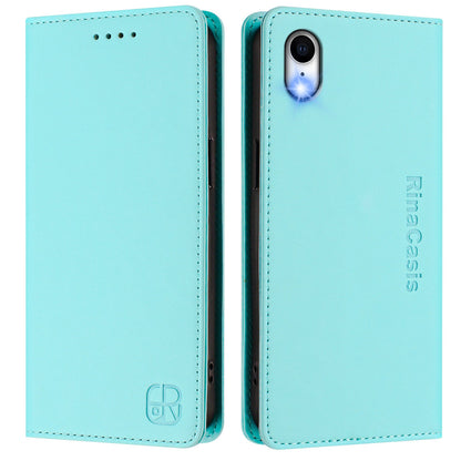 Apple iPhone XR Dual-Folded Magnetic Suction RFID Blocking PU Leather Wallet Phone Case with Card Slots, Cash Pocket, Kickstand, Full Protective Flip Cover