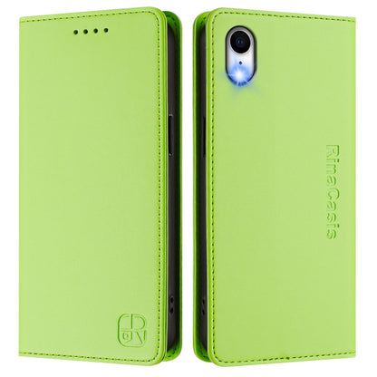 Apple iPhone XR Dual-Folded Magnetic Suction RFID Blocking PU Leather Wallet Phone Case with Card Slots, Cash Pocket, Kickstand, Full Protective Flip Cover