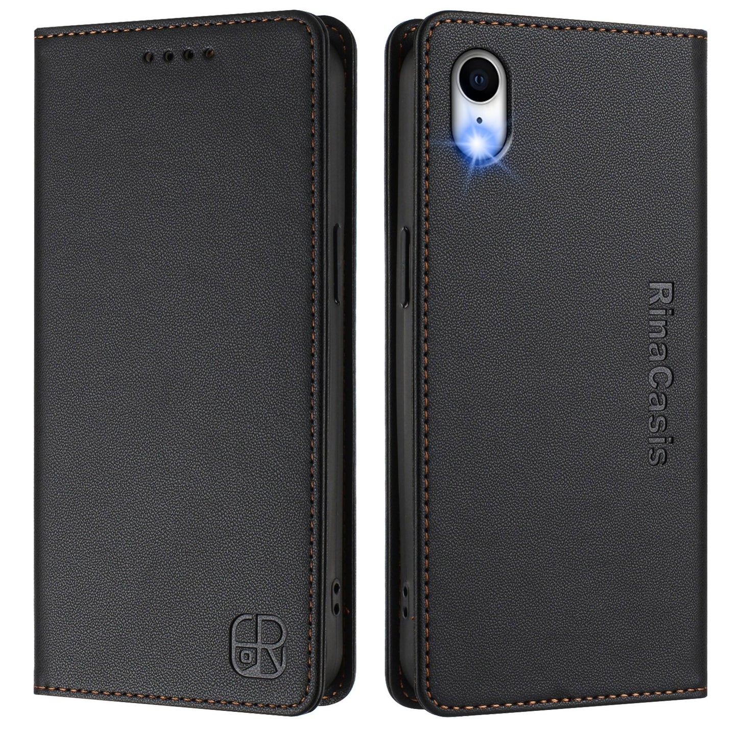 Apple iPhone XR Dual-Folded Magnetic Suction RFID Blocking PU Leather Wallet Phone Case with Card Slots, Cash Pocket, Kickstand, Full Protective Flip Cover
