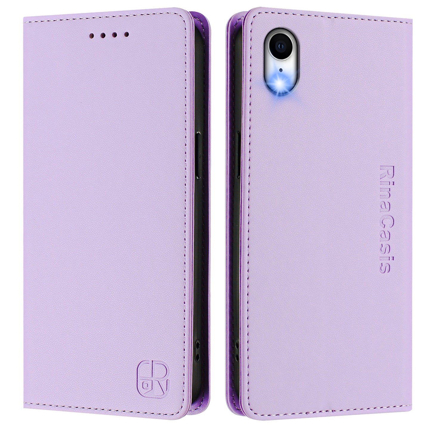 Apple iPhone XR Dual-Folded Magnetic Suction RFID Blocking PU Leather Wallet Phone Case with Card Slots, Cash Pocket, Kickstand, Full Protective Flip Cover