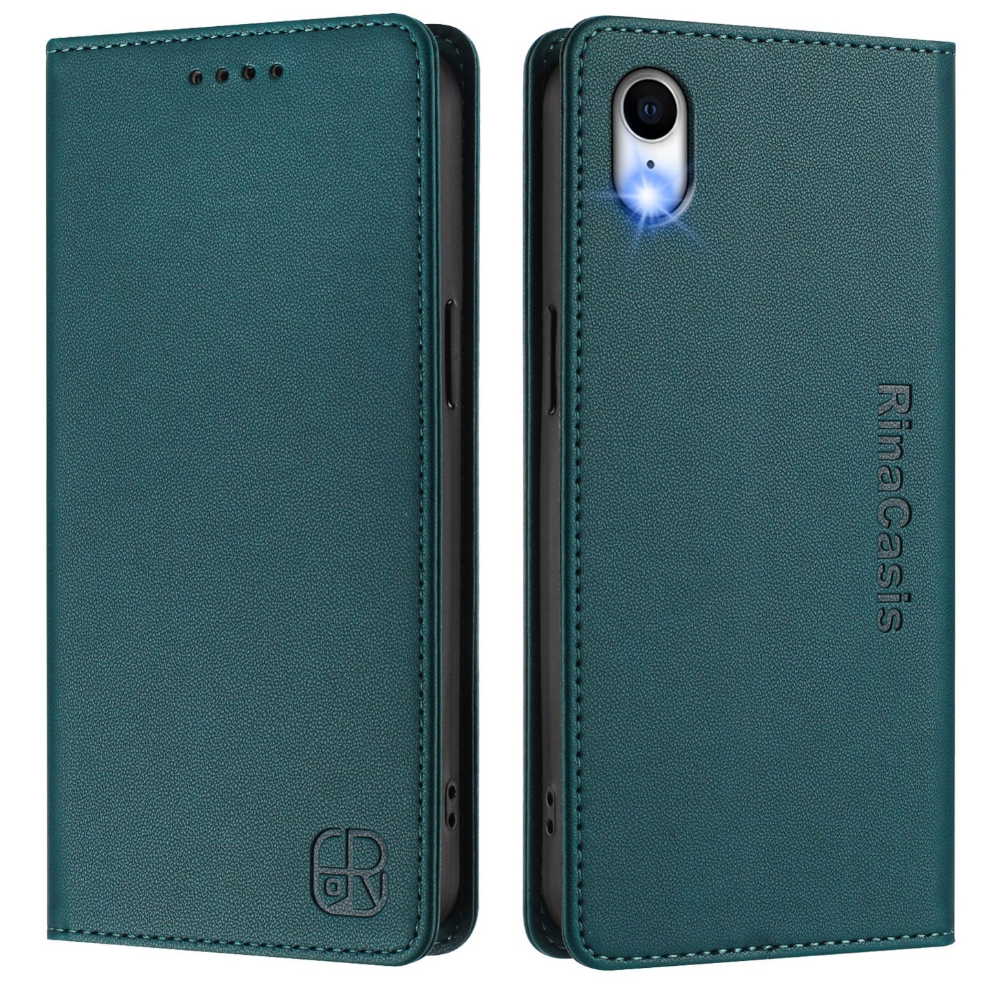 Apple iPhone XR Dual-Folded Magnetic Suction RFID Blocking PU Leather Wallet Phone Case with Card Slots, Cash Pocket, Kickstand, Full Protective Flip Cover