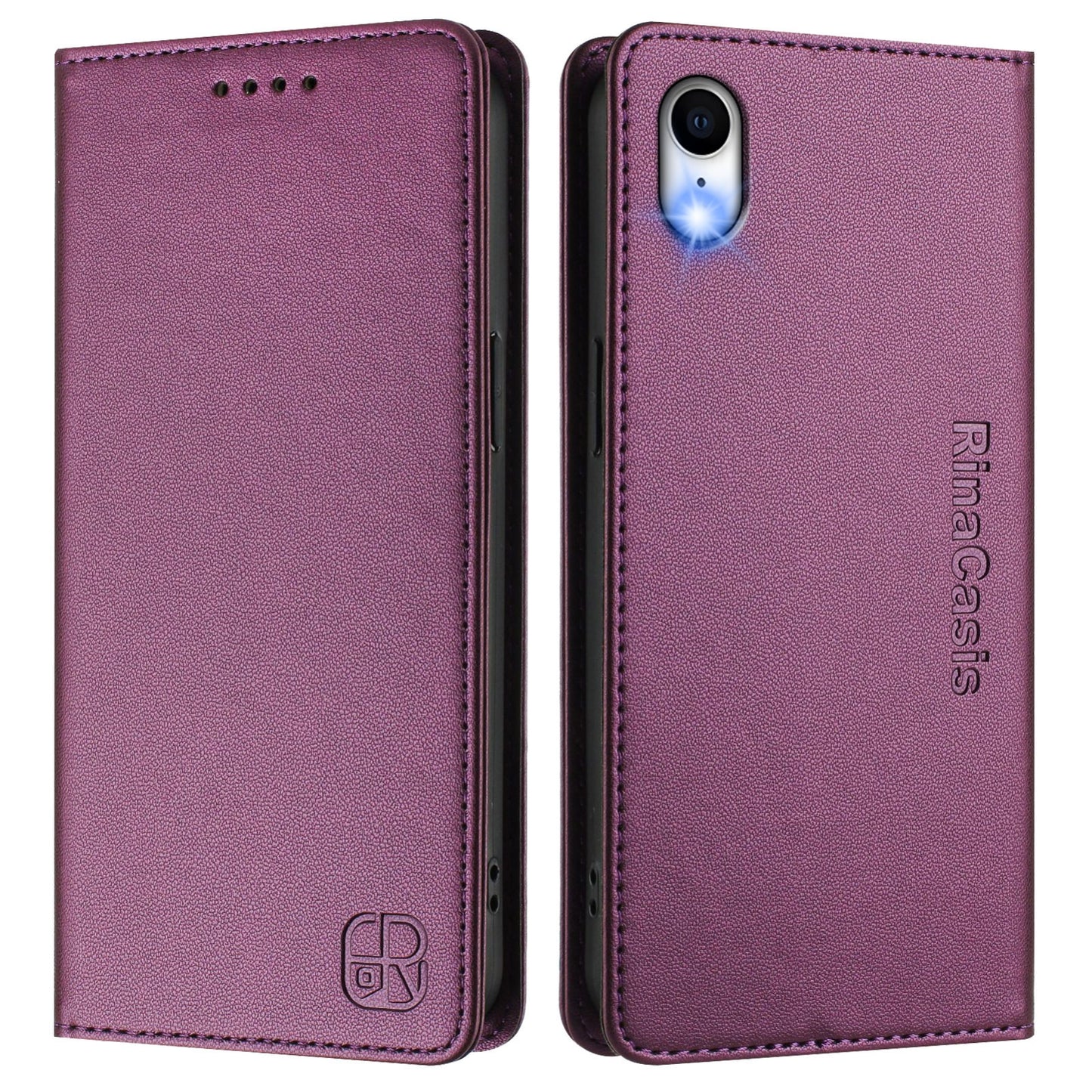 Apple iPhone XR Dual-Folded Magnetic Suction RFID Blocking PU Leather Wallet Phone Case with Card Slots, Cash Pocket, Kickstand, Full Protective Flip Cover