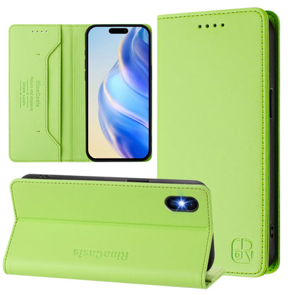 Apple iPhone XS Max Dual-Folded Magnetic Suction RFID Blocking PU Leather Wallet Phone Case with Card Slots, Cash Pocket, Kickstand, Full Protective Flip Cover