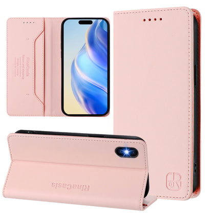 Apple iPhone XS Max Dual-Folded Magnetic Suction RFID Blocking PU Leather Wallet Phone Case with Card Slots, Cash Pocket, Kickstand, Full Protective Flip Cover