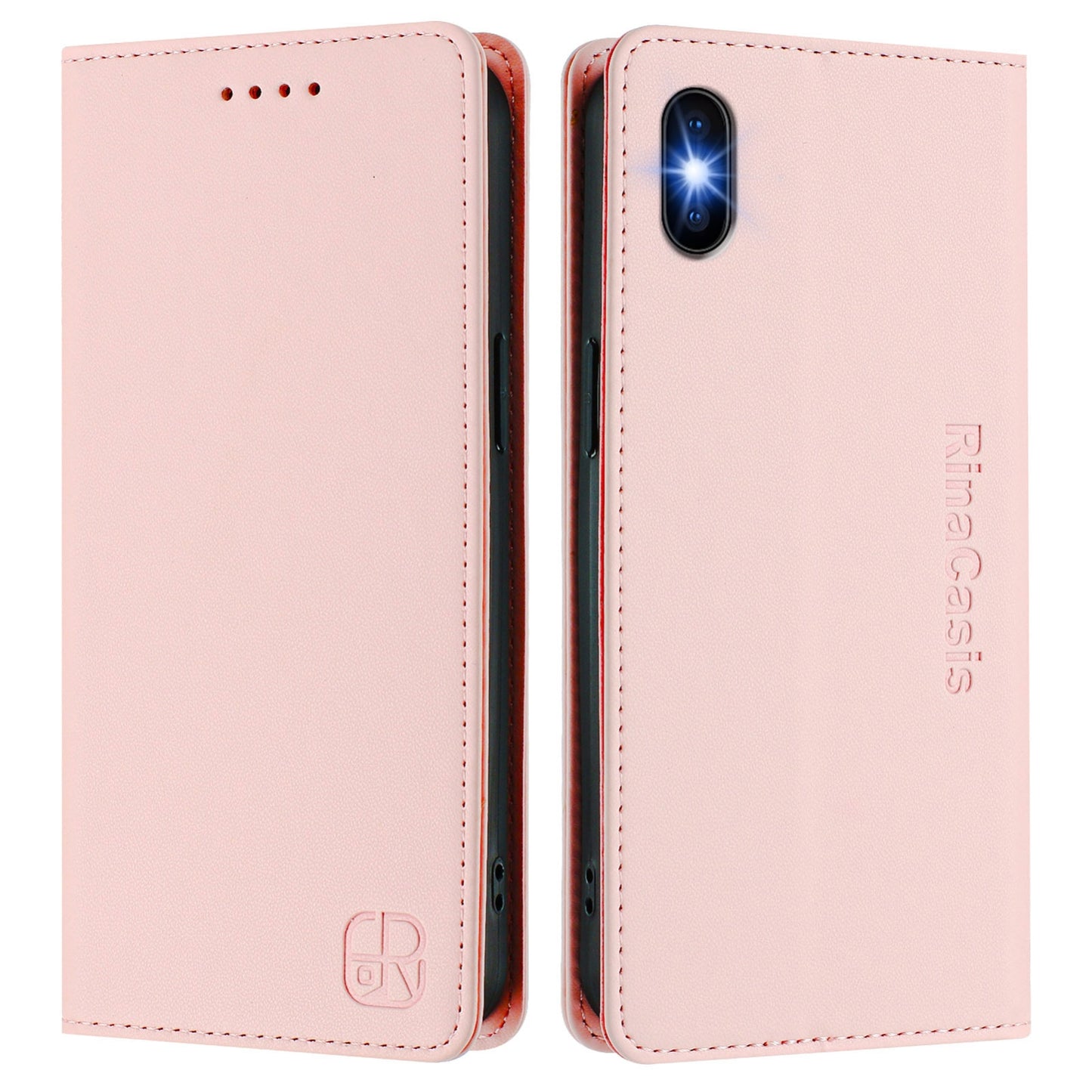 Apple iPhone XS Max Dual-Folded Magnetic Suction RFID Blocking PU Leather Wallet Phone Case with Card Slots, Cash Pocket, Kickstand, Full Protective Flip Cover