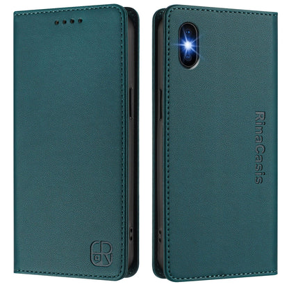 Apple iPhone XS Max Dual-Folded Magnetic Suction RFID Blocking PU Leather Wallet Phone Case with Card Slots, Cash Pocket, Kickstand, Full Protective Flip Cover