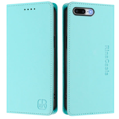 Apple iPhone 7 Plus Dual-Folded Magnetic Suction RFID Blocking PU Leather Wallet Phone Case with Card Slots, Cash Pocket, Kickstand, Full Protective Flip Cover