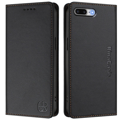 Apple iPhone 7 Plus Dual-Folded Magnetic Suction RFID Blocking PU Leather Wallet Phone Case with Card Slots, Cash Pocket, Kickstand, Full Protective Flip Cover