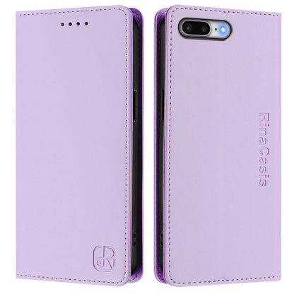 Apple iPhone 7 Plus Dual-Folded Magnetic Suction RFID Blocking PU Leather Wallet Phone Case with Card Slots, Cash Pocket, Kickstand, Full Protective Flip Cover