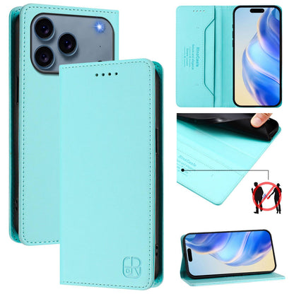 Apple iPhone 17 Pro Max Dual-Folded Magnetic Suction RFID Blocking PU Leather Wallet Phone Case with Card Slots, Cash Pocket, Kickstand, Full Protective Flip Cover