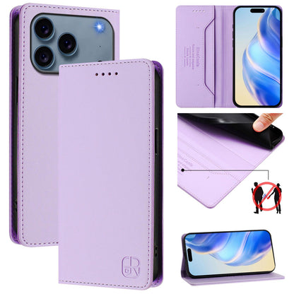 Apple iPhone 17 Pro Max Dual-Folded Magnetic Suction RFID Blocking PU Leather Wallet Phone Case with Card Slots, Cash Pocket, Kickstand, Full Protective Flip Cover