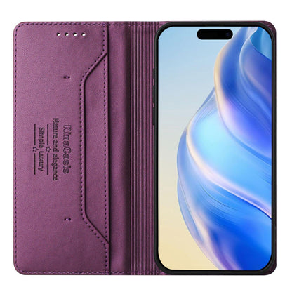 Apple iPhone 17 Pro Max Dual-Folded Magnetic Suction RFID Blocking PU Leather Wallet Phone Case with Card Slots, Cash Pocket, Kickstand, Full Protective Flip Cover