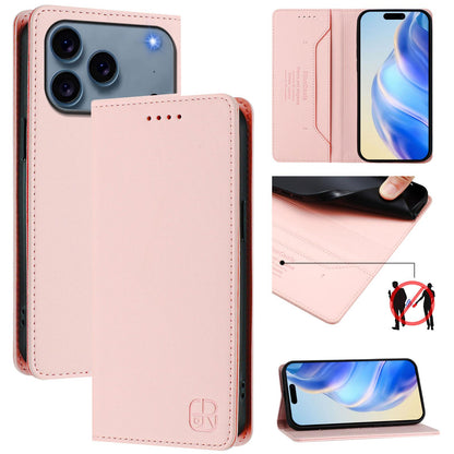 Apple iPhone 17 Pro Dual-Folded Magnetic Suction RFID Blocking PU Leather Wallet Phone Case with Card Slots, Cash Pocket, Kickstand, Full Protective Flip Cover