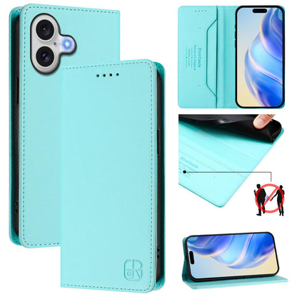 Apple iPhone 17 Dual-Folded Magnetic Suction RFID Blocking PU Leather Wallet Phone Case with Card Slots, Cash Pocket, Kickstand, Full Protective Flip Cover