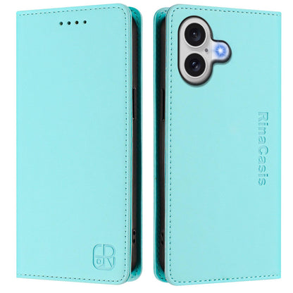 Apple iPhone 17 Dual-Folded Magnetic Suction RFID Blocking PU Leather Wallet Phone Case with Card Slots, Cash Pocket, Kickstand, Full Protective Flip Cover