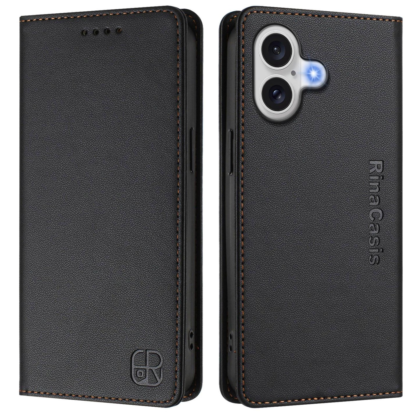 Apple iPhone 17 Dual-Folded Magnetic Suction RFID Blocking PU Leather Wallet Phone Case with Card Slots, Cash Pocket, Kickstand, Full Protective Flip Cover