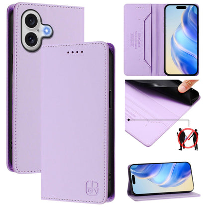 Apple iPhone 17 Dual-Folded Magnetic Suction RFID Blocking PU Leather Wallet Phone Case with Card Slots, Cash Pocket, Kickstand, Full Protective Flip Cover