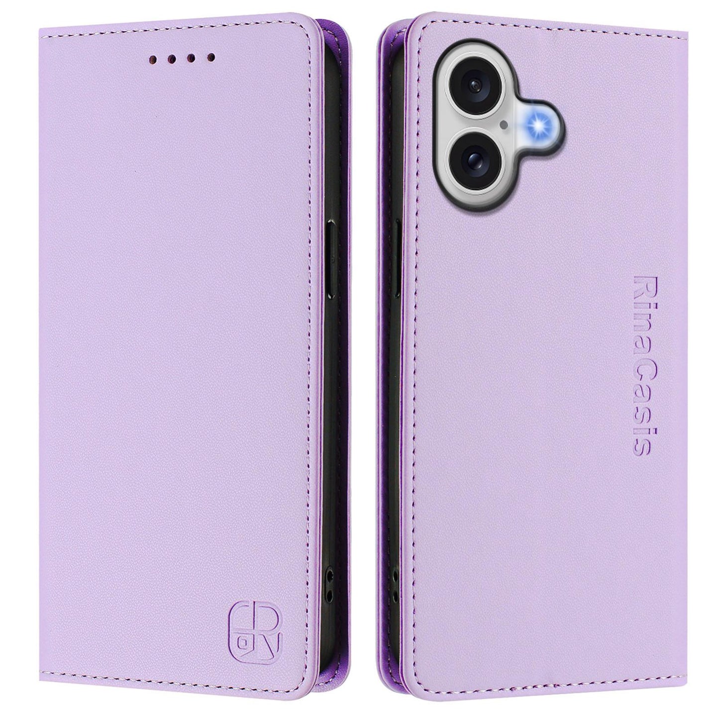 Apple iPhone 17 Dual-Folded Magnetic Suction RFID Blocking PU Leather Wallet Phone Case with Card Slots, Cash Pocket, Kickstand, Full Protective Flip Cover