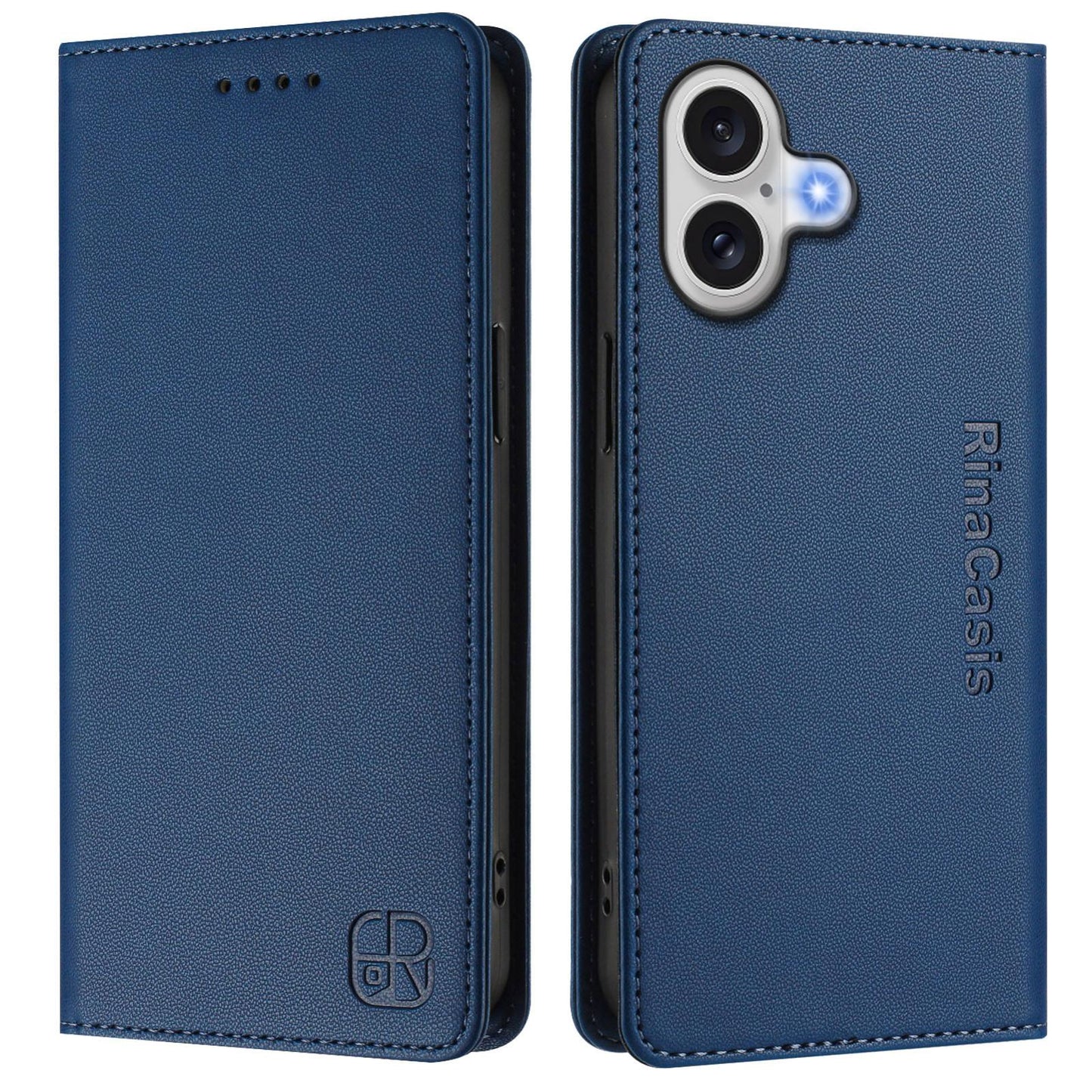 Apple iPhone 17 Dual-Folded Magnetic Suction RFID Blocking PU Leather Wallet Phone Case with Card Slots, Cash Pocket, Kickstand, Full Protective Flip Cover