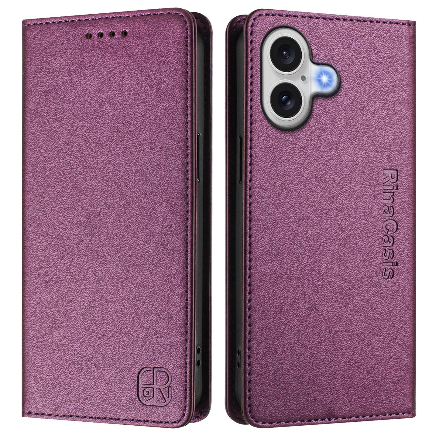 Apple iPhone 17 Dual-Folded Magnetic Suction RFID Blocking PU Leather Wallet Phone Case with Card Slots, Cash Pocket, Kickstand, Full Protective Flip Cover