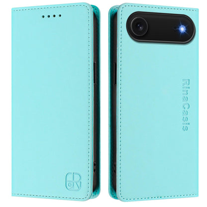 Apple iPhone Air Dual-Folded Magnetic Suction RFID Blocking PU Leather Wallet Phone Case with Card Slots, Cash Pocket, Kickstand, Full Protective Flip Cover