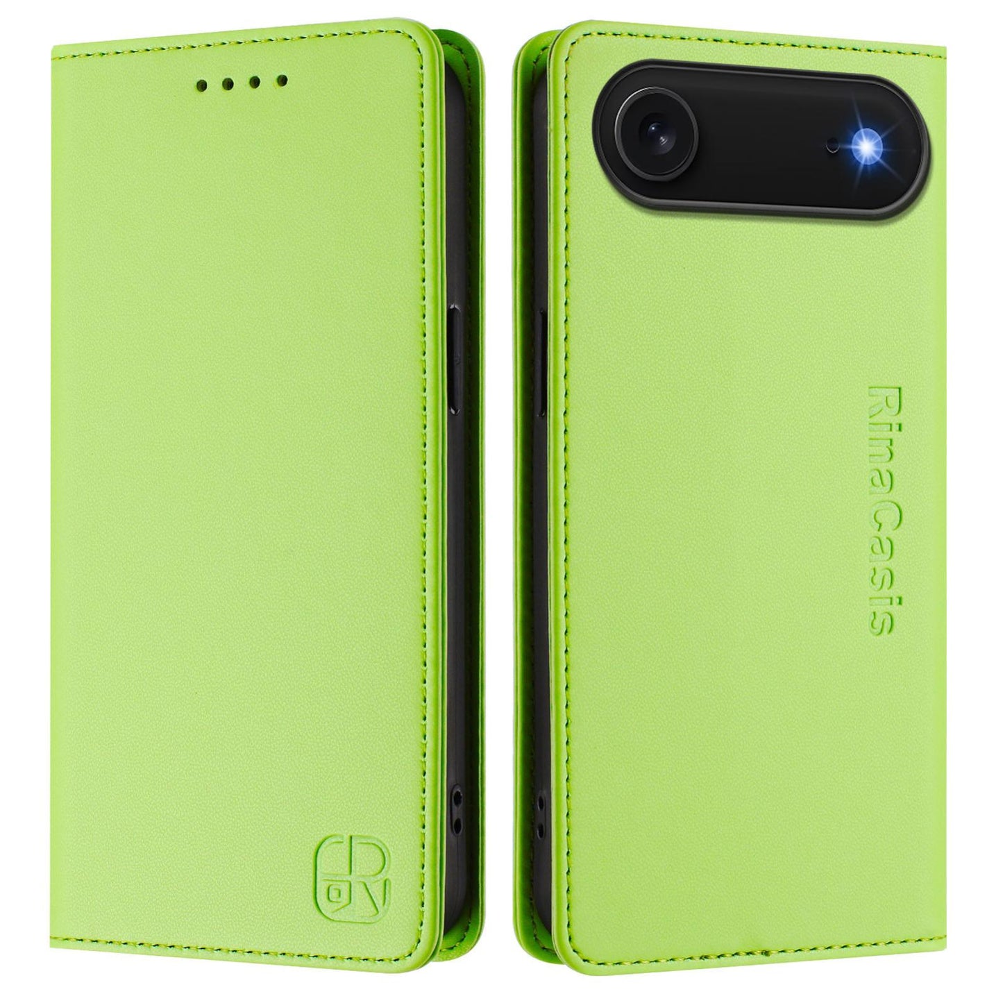 Apple iPhone Air Dual-Folded Magnetic Suction RFID Blocking PU Leather Wallet Phone Case with Card Slots, Cash Pocket, Kickstand, Full Protective Flip Cover
