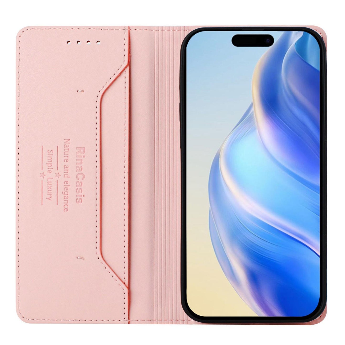 Apple iPhone Air Dual-Folded Magnetic Suction RFID Blocking PU Leather Wallet Phone Case with Card Slots, Cash Pocket, Kickstand, Full Protective Flip Cover