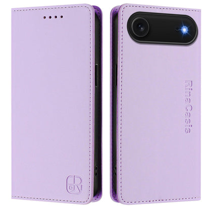 Apple iPhone Air Dual-Folded Magnetic Suction RFID Blocking PU Leather Wallet Phone Case with Card Slots, Cash Pocket, Kickstand, Full Protective Flip Cover