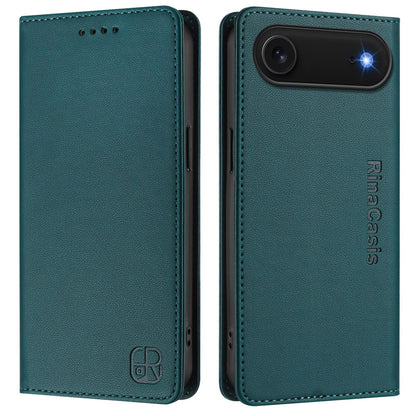 Apple iPhone Air Dual-Folded Magnetic Suction RFID Blocking PU Leather Wallet Phone Case with Card Slots, Cash Pocket, Kickstand, Full Protective Flip Cover