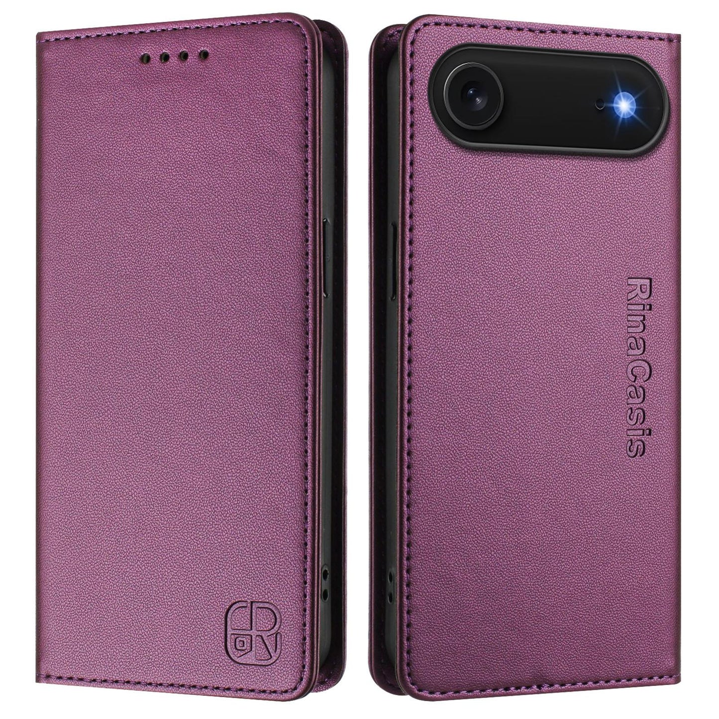 Apple iPhone Air Dual-Folded Magnetic Suction RFID Blocking PU Leather Wallet Phone Case with Card Slots, Cash Pocket, Kickstand, Full Protective Flip Cover