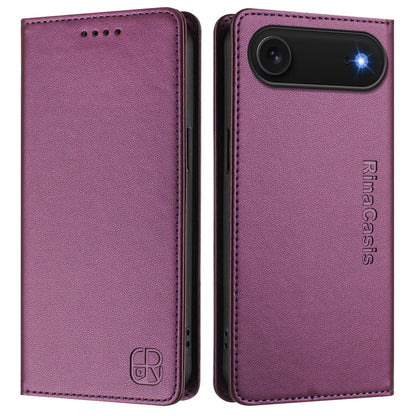 Apple iPhone Air Dual-Folded Magnetic Suction RFID Blocking PU Leather Wallet Phone Case with Card Slots, Cash Pocket, Kickstand, Full Protective Flip Cover