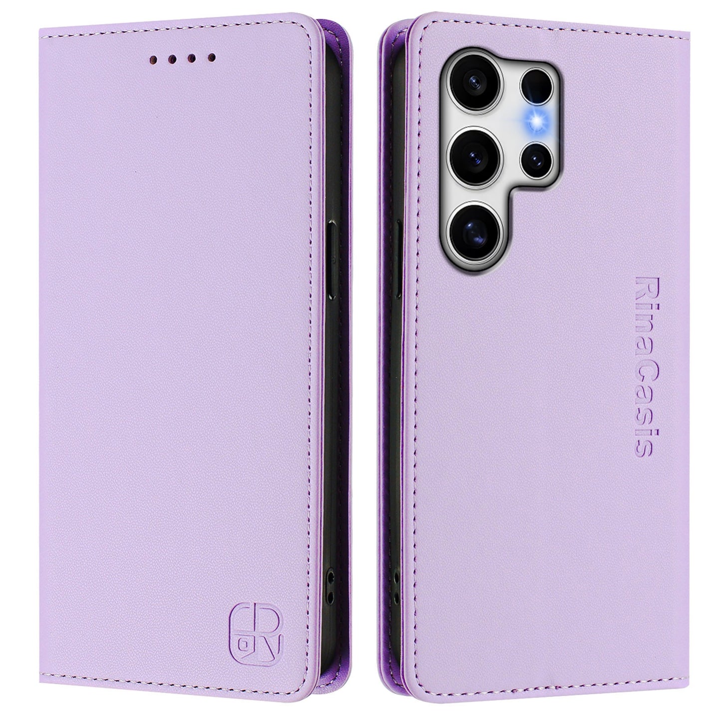 Samsung Galaxy S25 Ultra 5G Dual-Folded Magnetic Suction RFID Blocking PU Leather Wallet Phone Case with Card Slots, Cash Pocket, Kickstand, Full Protective Flip Cover