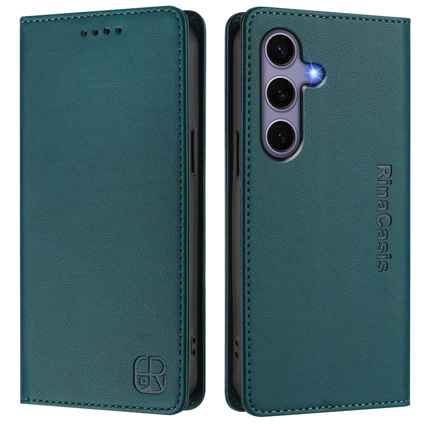 Samsung Galaxy S23 FE 5G Dual-Folded Magnetic Suction RFID Blocking PU Leather Wallet Phone Case with Card Slots, Cash Pocket, Kickstand, Full Protective Flip Cover