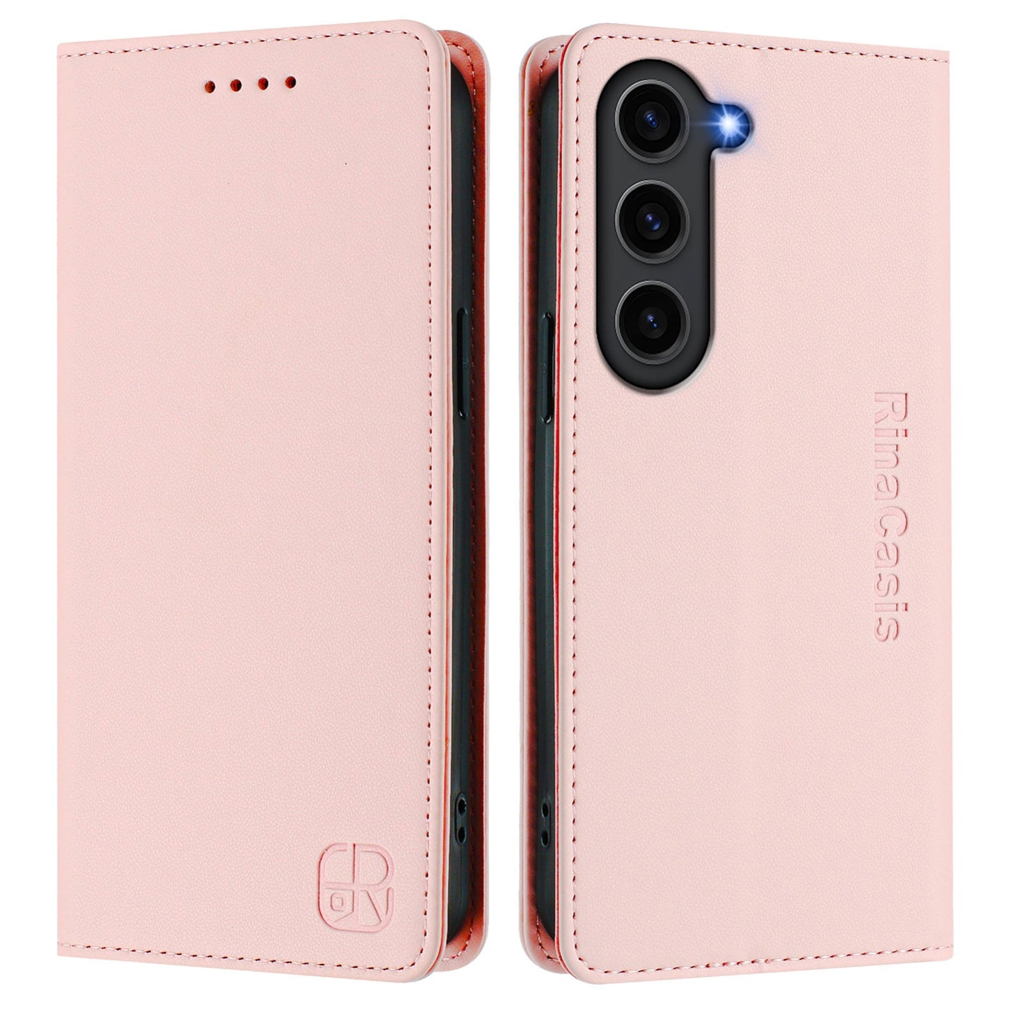 Samsung Galaxy S23+ 5G Dual-Folded Magnetic Suction RFID Blocking PU Leather Wallet Phone Case with Card Slots, Cash Pocket, Kickstand, Full Protective Flip Cover