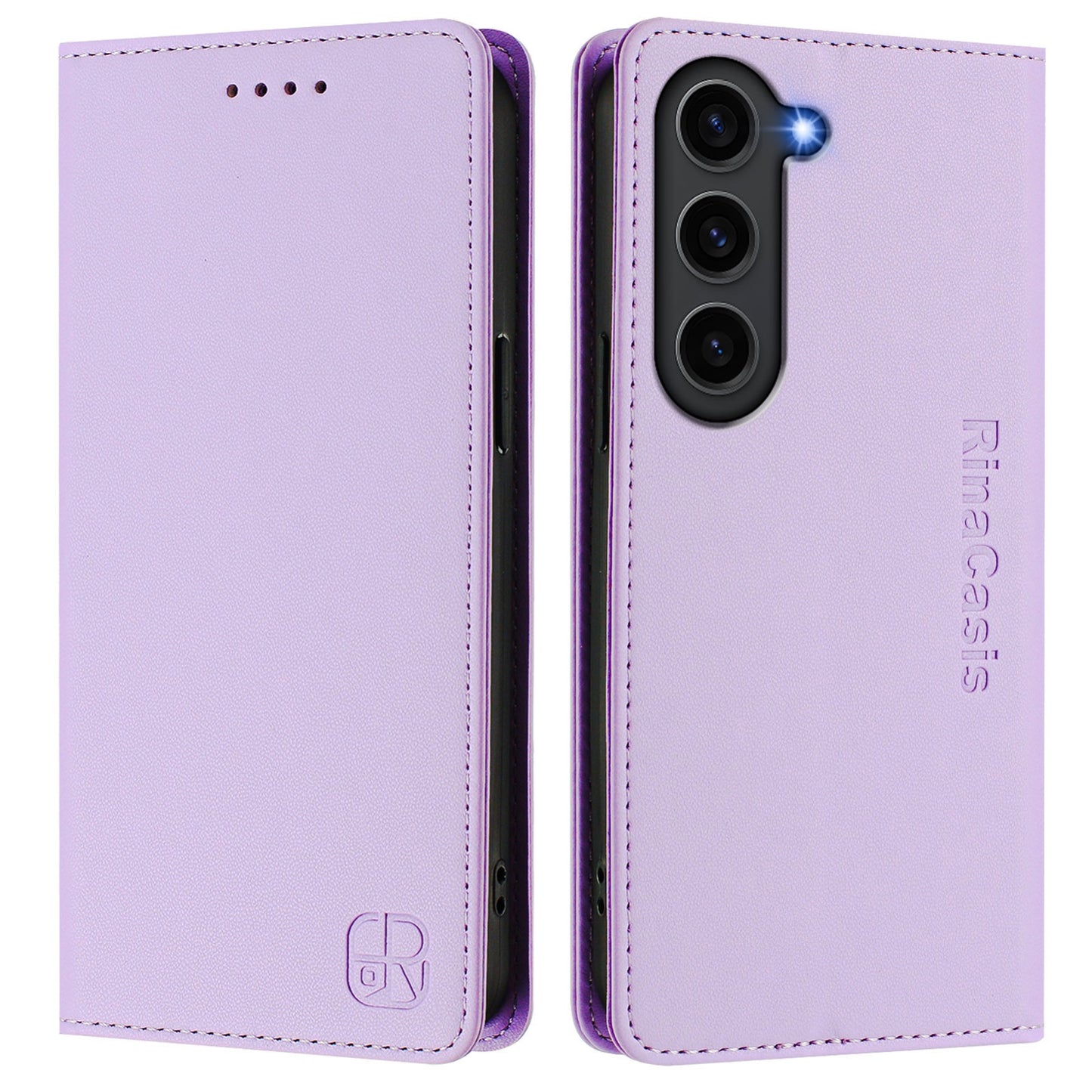 Samsung Galaxy S23+ 5G Dual-Folded Magnetic Suction RFID Blocking PU Leather Wallet Phone Case with Card Slots, Cash Pocket, Kickstand, Full Protective Flip Cover