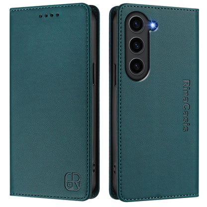 Samsung Galaxy S23+ 5G Dual-Folded Magnetic Suction RFID Blocking PU Leather Wallet Phone Case with Card Slots, Cash Pocket, Kickstand, Full Protective Flip Cover
