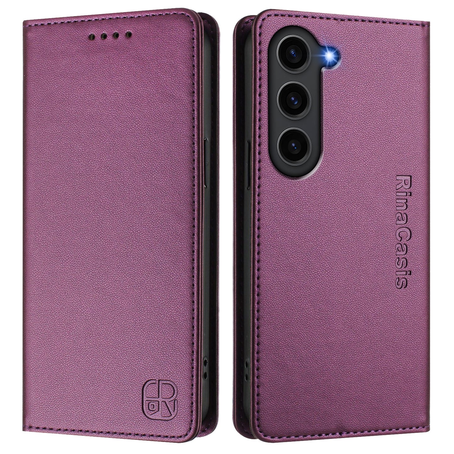 Samsung Galaxy S23+ 5G Dual-Folded Magnetic Suction RFID Blocking PU Leather Wallet Phone Case with Card Slots, Cash Pocket, Kickstand, Full Protective Flip Cover