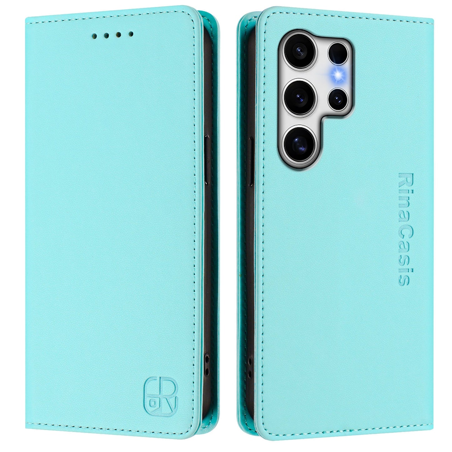 Samsung Galaxy S23 Ultra 5G Dual-Folded Magnetic Suction RFID Blocking PU Leather Wallet Phone Case with Card Slots, Cash Pocket, Kickstand, Full Protective Flip Cover