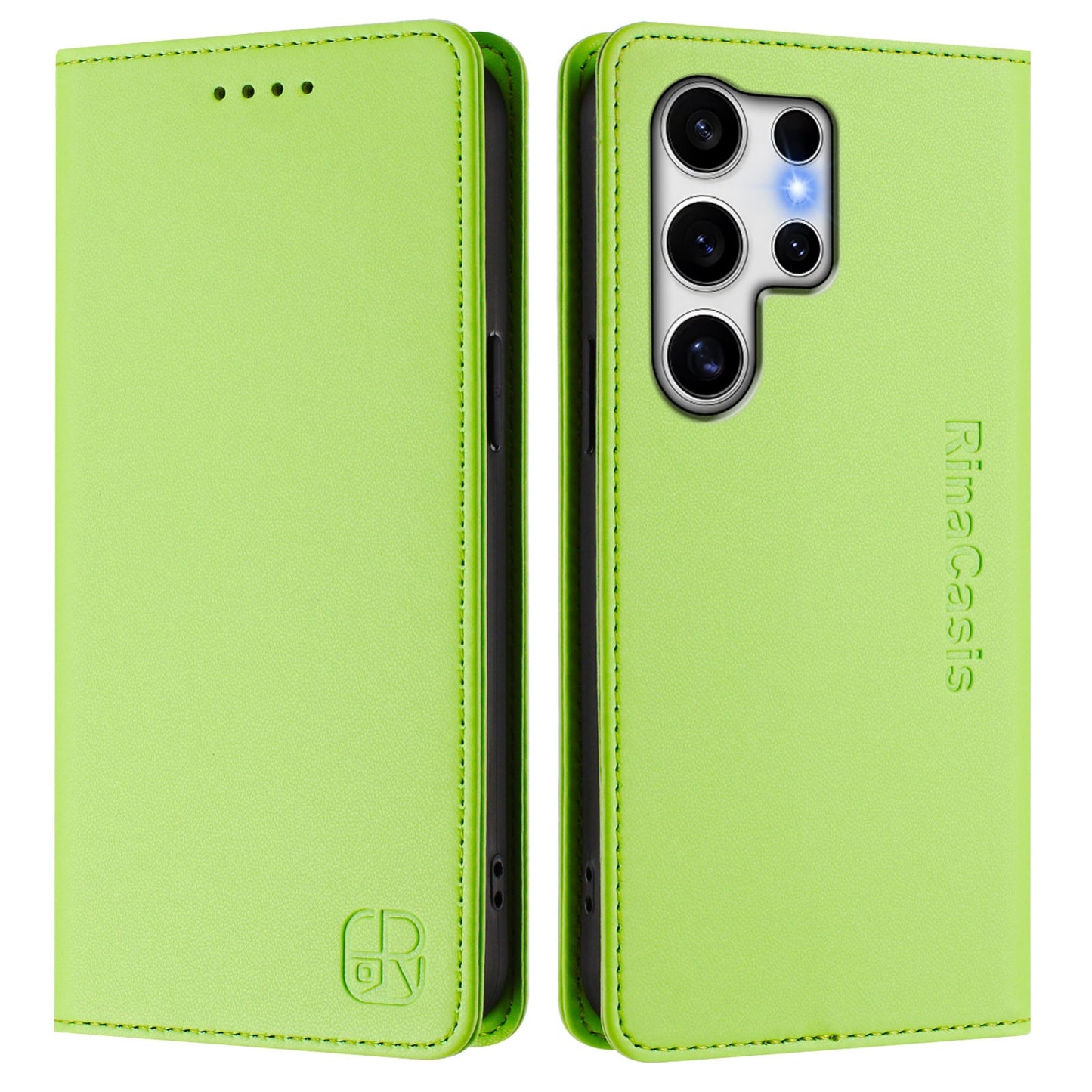 Samsung Galaxy S22 Ultra 5G Dual-Folded Magnetic Suction RFID Blocking PU Leather Wallet Phone Case with Card Slots, Cash Pocket, Kickstand, Full Protective Flip Cover