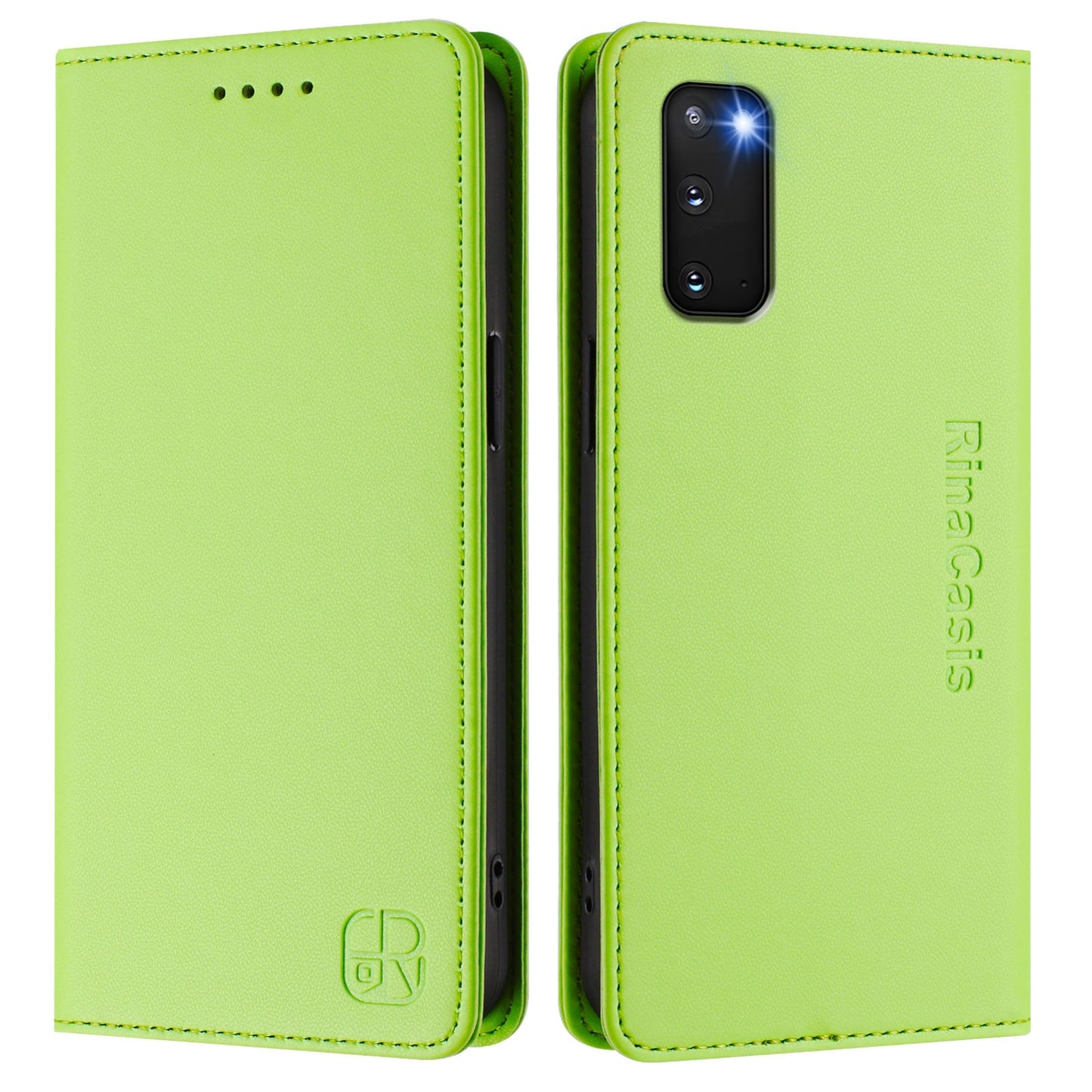 Samsung Galaxy S20 Dual-Folded Magnetic Suction RFID Blocking PU Leather Wallet Phone Case with Card Slots, Cash Pocket, Kickstand, Full Protective Flip Cover
