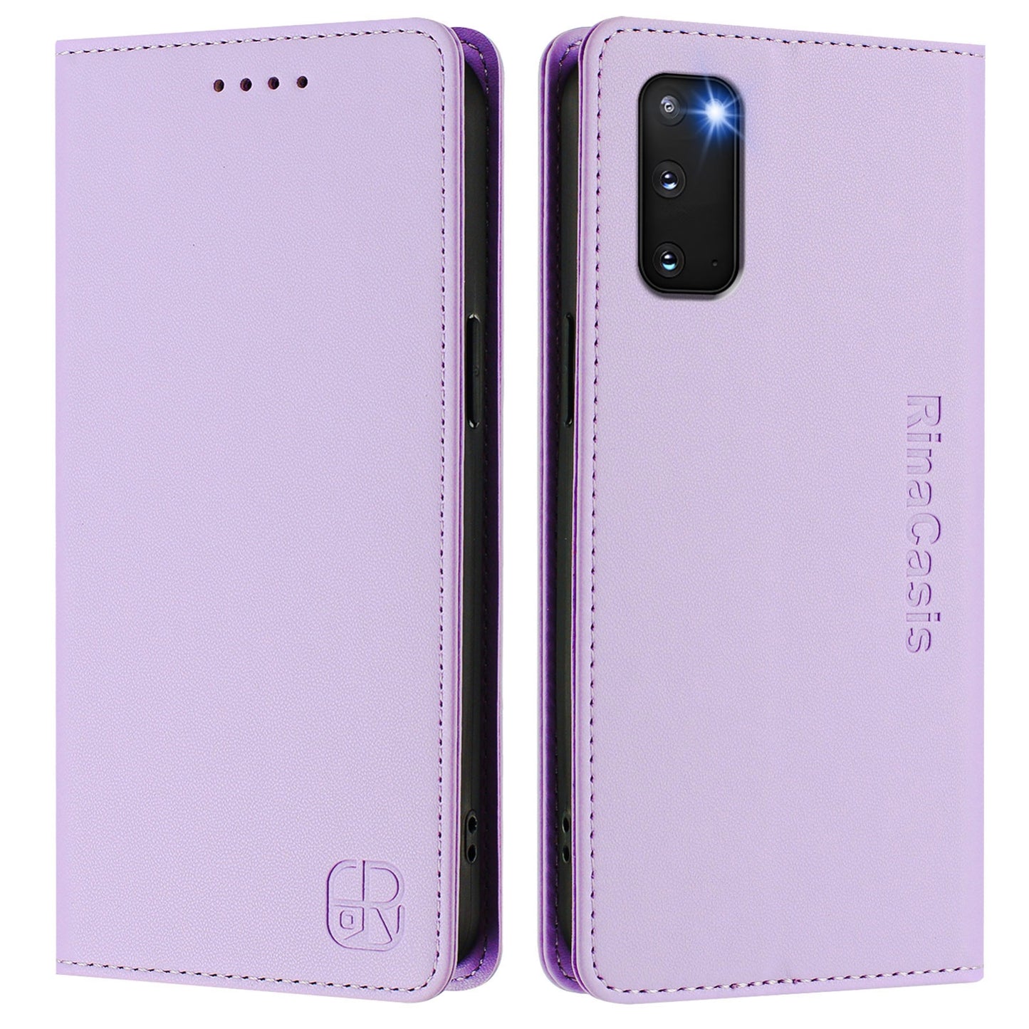 Samsung Galaxy S20 Dual-Folded Magnetic Suction RFID Blocking PU Leather Wallet Phone Case with Card Slots, Cash Pocket, Kickstand, Full Protective Flip Cover