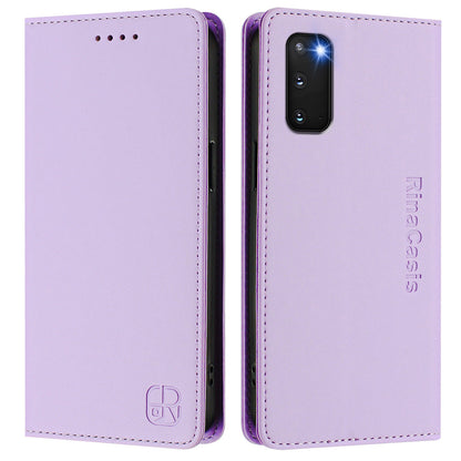 Samsung Galaxy S20 Dual-Folded Magnetic Suction RFID Blocking PU Leather Wallet Phone Case with Card Slots, Cash Pocket, Kickstand, Full Protective Flip Cover