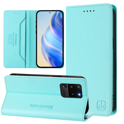 Samsung Galaxy S20 Ultra Dual-Folded Magnetic Suction RFID Blocking PU Leather Wallet Phone Case with Card Slots, Cash Pocket, Kickstand, Full Protective Flip Cover