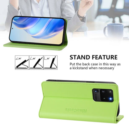 Samsung Galaxy S20 Ultra Dual-Folded Magnetic Suction RFID Blocking PU Leather Wallet Phone Case with Card Slots, Cash Pocket, Kickstand, Full Protective Flip Cover