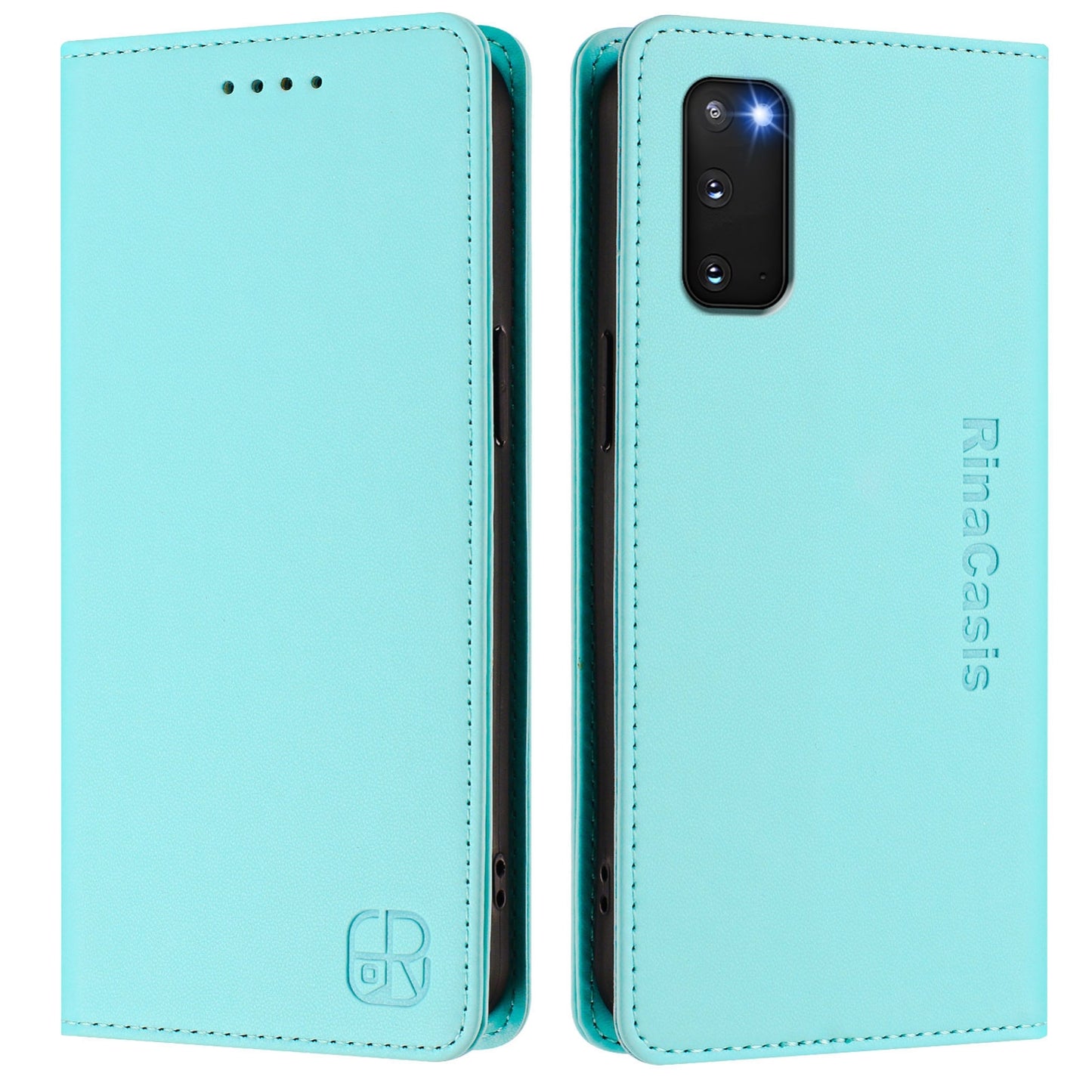 Samsung Galaxy S20 FE Dual-Folded Magnetic Suction RFID Blocking PU Leather Wallet Phone Case with Card Slots, Cash Pocket, Kickstand, Full Protective Flip Cover