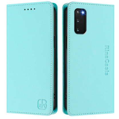 Samsung Galaxy S20 FE Dual-Folded Magnetic Suction RFID Blocking PU Leather Wallet Phone Case with Card Slots, Cash Pocket, Kickstand, Full Protective Flip Cover